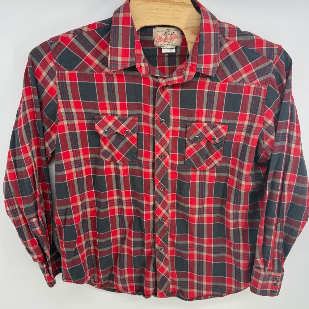 Wrangler American Cowboys Mens XXL Plaid‎ Western Pearl Snap Shirt Light Flannel - Picture 2 of 7